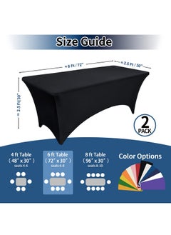 Spandex Black Table Covers 6Ft Fitted Table Clothes For 6 Foot Rectangle Tables, Elastic Massage Stretch Wrinkle Free Tablecloth For Party, Wedding, Birthday, Vendor Stand, 2 Pack - pzsku/Z823D6E107EB7E2C0F206Z/45/_/1733731367/0de3ecd1-ac84-4bbf-8ea2-3fa6a33bf4fe