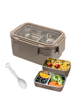 Arabest Bento Box for Adults and Children Reusable Stainless Steel Lunch Box Leak-proof Food Storage Container,Suitable Freezer Dishwasher,Healthy Lunches and Snacks,Khaki  - Image 1