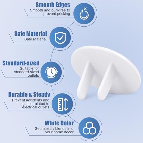 Rindion 65 Pcak Outlet Plug Covers, White Baby Proof Outlet Covers, Plastic Electrical Socket Covers for Outlets, Easy Installation, Durable and Steady Wall Plug Covers for Home and Office - Image 2