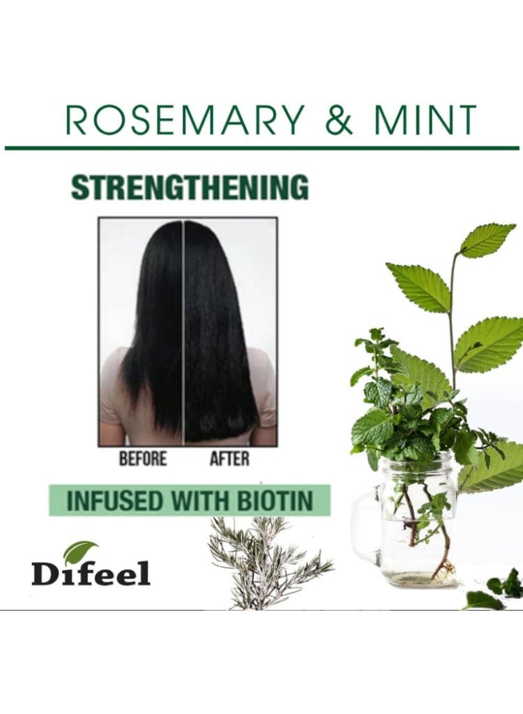 Difeel Rosemary and Mint Strengthening Hair Mask with Biotin 355ml Deep Nourishing Hair Treatment for Weak, Dry and Damaged Hair - Image 3