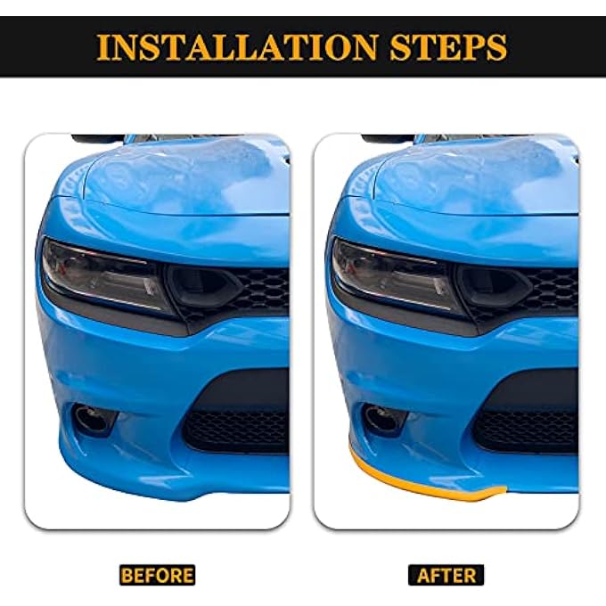 Hoolcar Front Bumper Lip Splitter Protector Front Shovel for 2015-2021 Dodge Charger SRT, Exterior Accessories, Yellow - Image 2