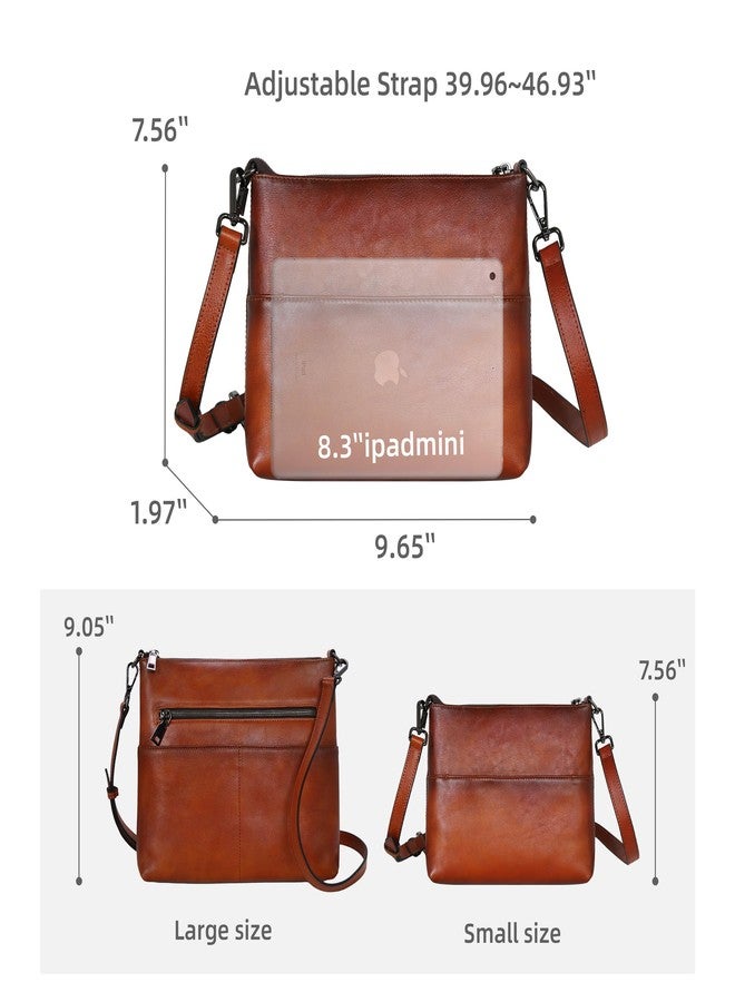 Iswee Genuine Leather Purses for Women Crossbody Bag Vintage Shoulder Bag Women’s Crossbody Purses with Adjustable Strap(Brown) - Image 3