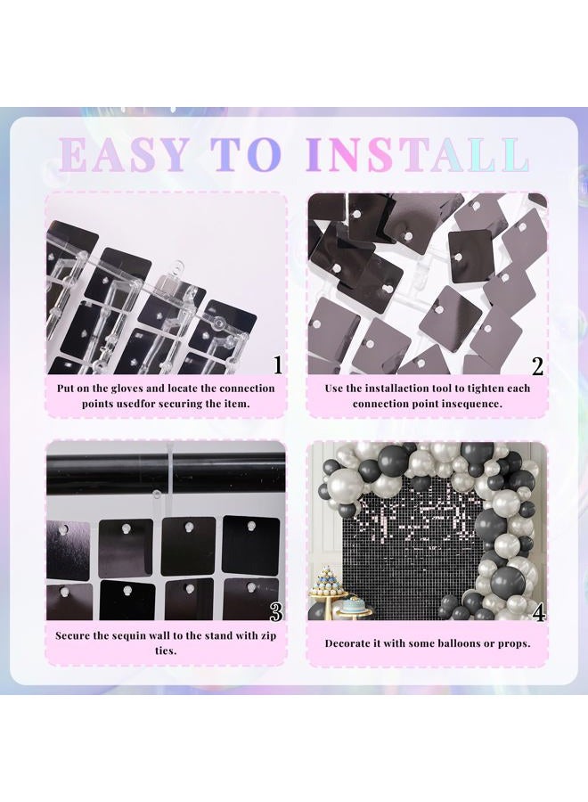 Kate خلفية جدارية لامعة بألواح ذهبية وردية 24 قطعة من لامعة مربعة لتزيين خلفية الجدار لحفلة عيد الميلاد، الزفاف، الذكرى السنوية - Image 5