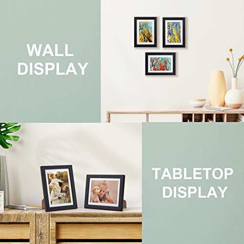 Giftgarden 5x7 Picture Frame Set of 8, 6x8 Matted to Display 5 by 7 Photo with Mat or 6 by 8 Without Mat for Wall or Tabletop, Black - Image 3