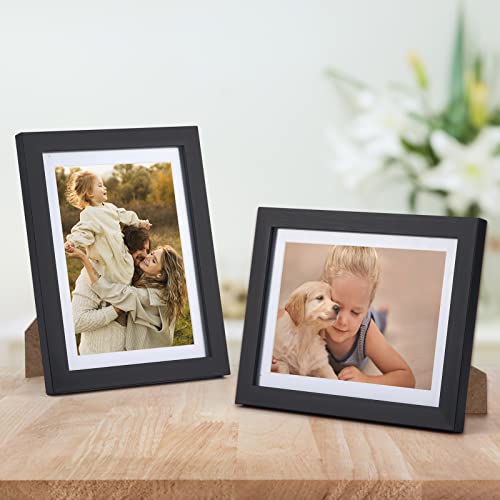 Giftgarden 5x7 Picture Frame Set of 8, 6x8 Matted to Display 5 by 7 Photo with Mat or 6 by 8 Without Mat for Wall or Tabletop, Black - Image 5