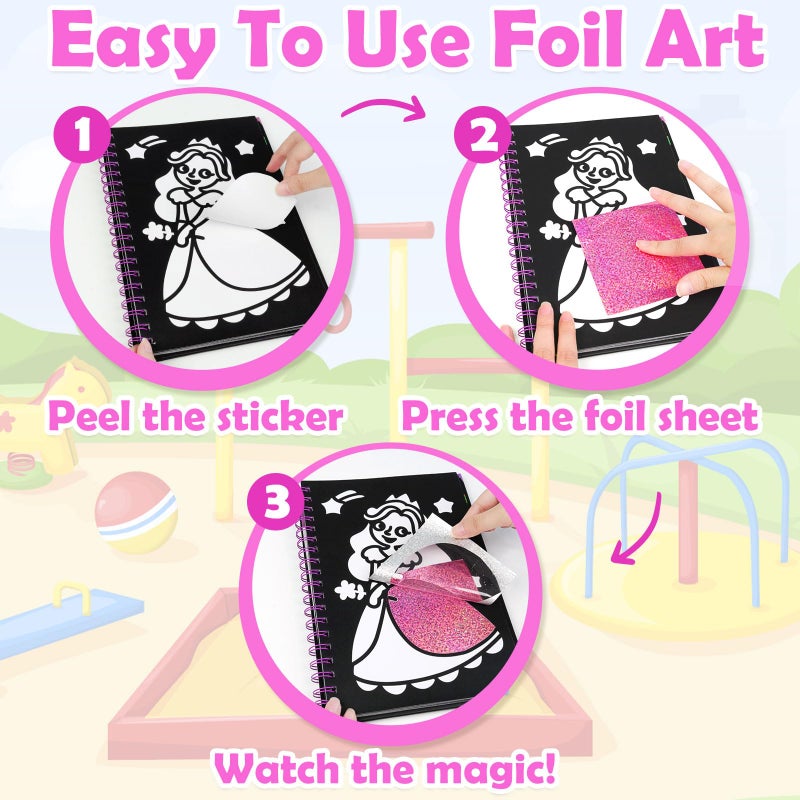 Funnyb&G Foil Art Craft Activity For Kids - Gift For Girls Crafts For Kids Fun Art Creative Travel Toy  Birthday Gift Party Favor Toys For Girls 4 5 6 7 8 9 Years Old(Amusement Park) - Image 4