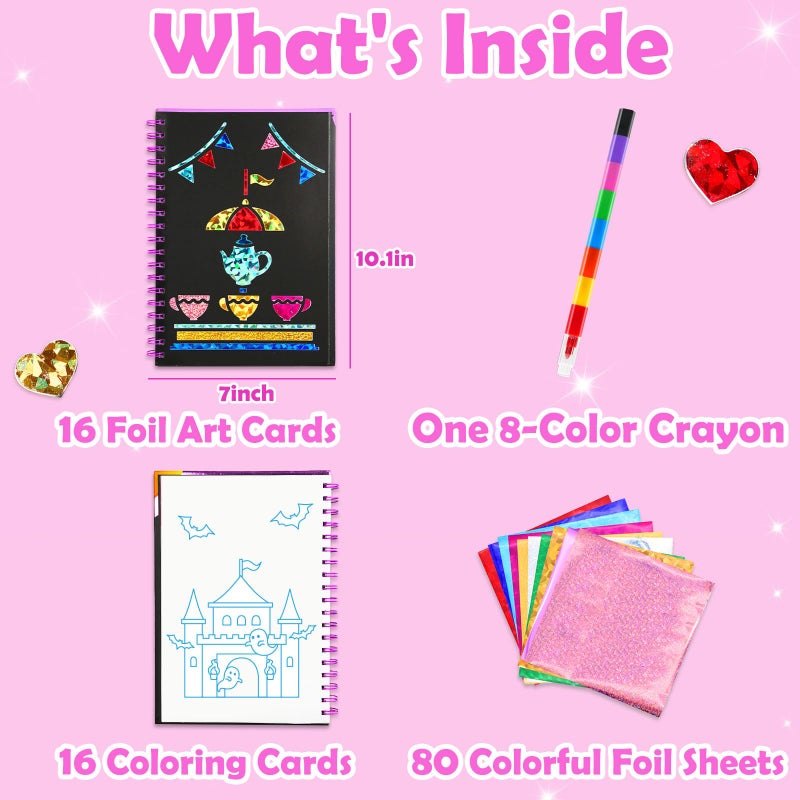 Funnyb&G Foil Art Craft Activity For Kids - Gift For Girls Crafts For Kids Fun Art Creative Travel Toy  Birthday Gift Party Favor Toys For Girls 4 5 6 7 8 9 Years Old(Amusement Park) - Image 5