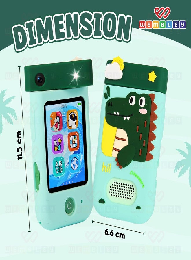 Wembley My First Smart Phone| Dino Themed Mini Educational Toy with Rotating Camera| Fun & Learning Mobile for Kids Age 3+| Adorable, Smart & Entertaining Baby Phone (Dino) - Image 3