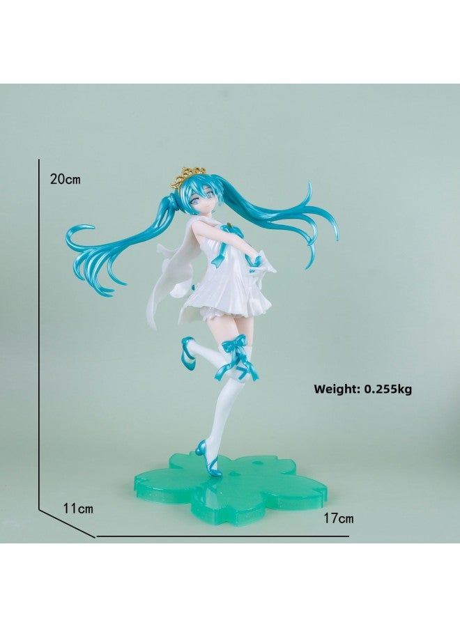 MIKU Chuyin Future Hand-made Ornaments Secondary Beautiful Girl Yugui Dog Chuyin Desktop Decoration Chassis Ornaments-Color:White Skirt Initial Sound B Second Generation-bag-petal Base  - Image 1