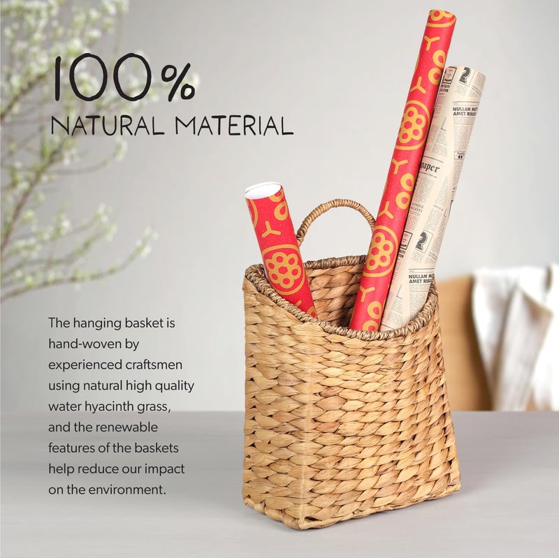 SIEUSALEVN Woven Hanging Water Hyacinth Baskets, Hanging Wall Wicker Basket, Handmade Organizer Baskets, Hanging Flower Basket for Shelves, Walls, Doors, Balconies, Front of House, Garden, Farmhouse, Home. - Image 4