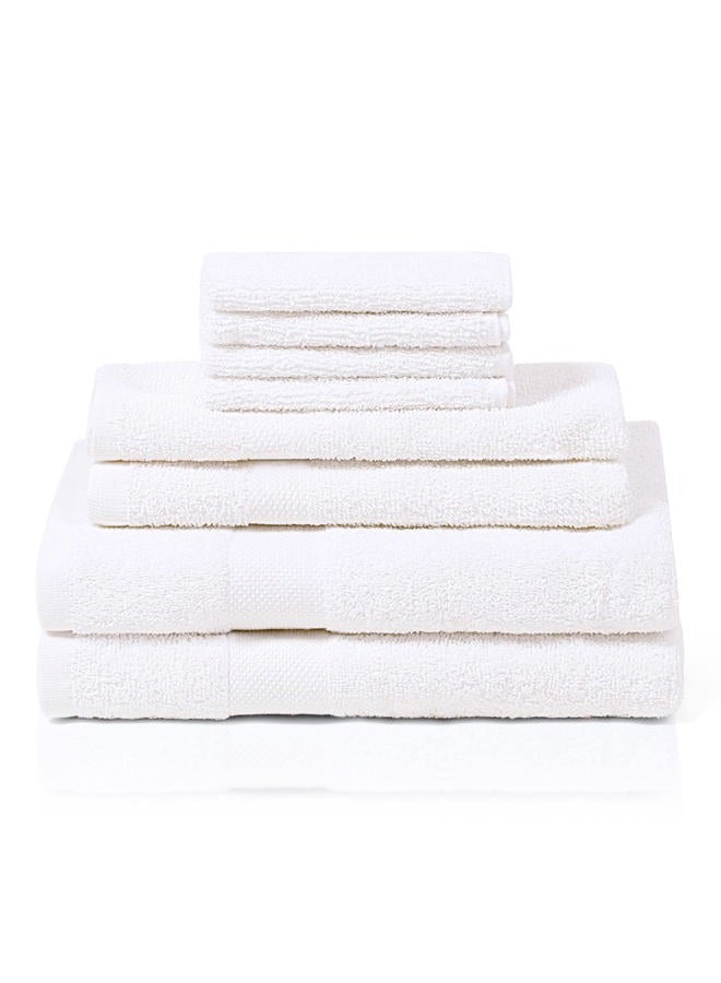 Simpli-Magic Simpli-Magic Bath Towel Set, 2 Bath Towels, 2 Hand Towels, and 4 Washcloths, Ring Spun Cotton Highly Absorbent Towels for Bathroom, Shower Towel, White (8 Piece Set) - Image 2