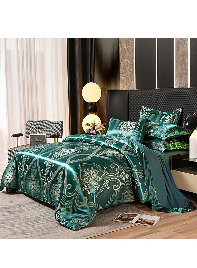 Luxury European style villa high precision bed set 6 pieces green 