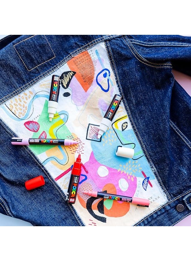 بوسكا أقلام تلوين دائمة من POSCA PC-5M، أساس مائي، مجموعة من 8 قطع (ألوان داكنة) - Image 4