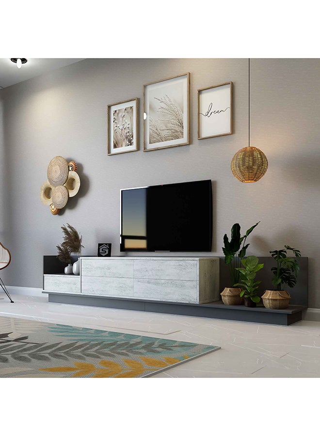 ستايلش هوم طاولة تلفزيون مميزة باللونين الحجري و الرمادي من 3 قطع موديل TV65 - Image 1