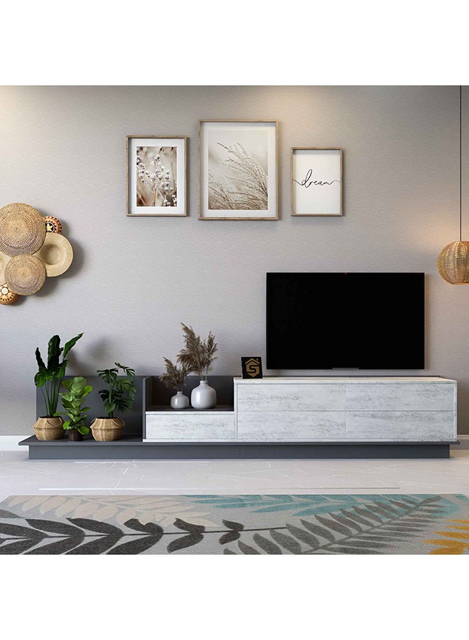 ستايلش هوم طاولة تلفزيون مميزة باللونين الحجري و الرمادي من 3 قطع موديل TV65 - Image 4