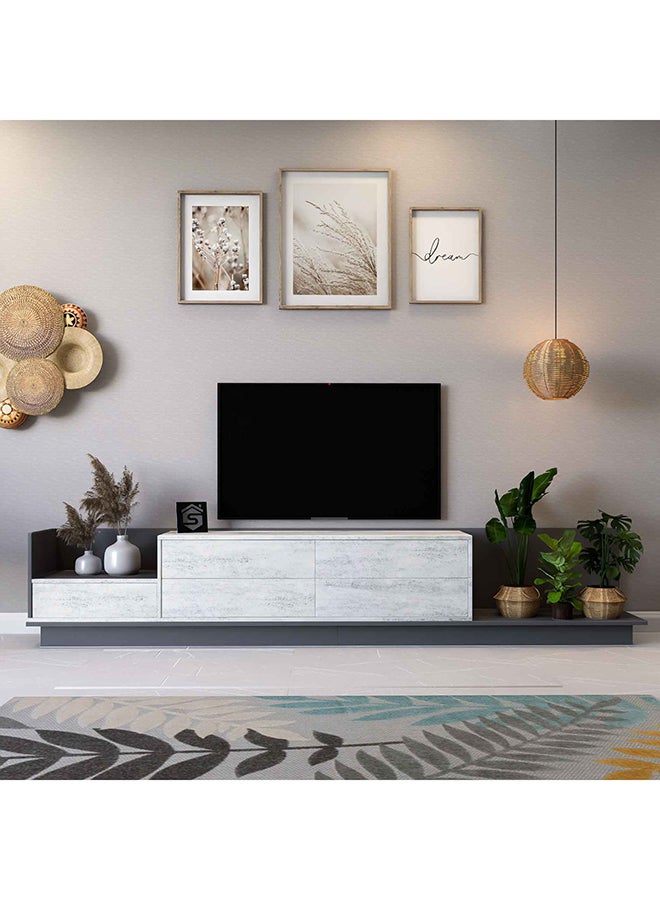 ستايلش هوم طاولة تلفزيون مميزة باللونين الحجري و الرمادي من 3 قطع موديل TV65 - Image 2