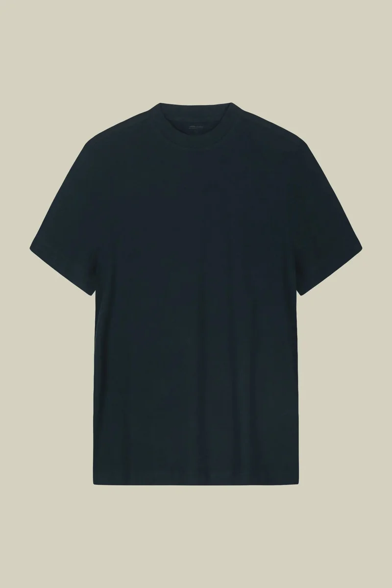 Doppelganger Blue Men's T-shirt in 100% cotton jersey with slightly high neck - Petrol for Men | Best Price UAE