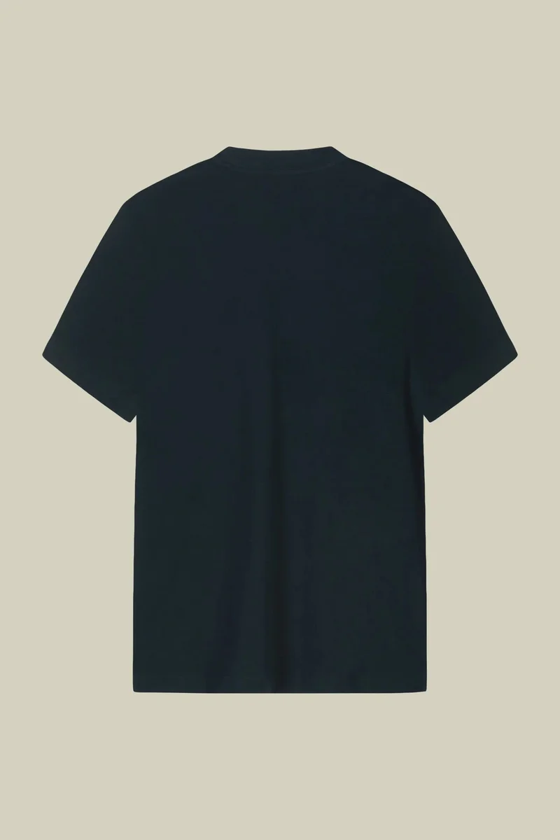 Doppelganger Blue Men's T-shirt in 100% cotton jersey with slightly high neck - Petrol for Men | Best Price UAE