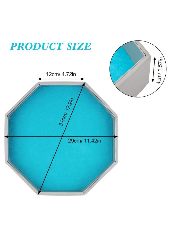 RERIVER RERIVER Dice Rolling Tray, Blue Felt Lined PU Leather Octagon Dice Tray for Dungeon Crawler Games  - Image 3