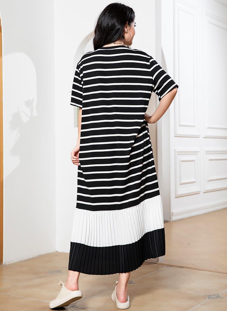 فرايديين كاجول دائري تباين اللون مكرمش كم منتظم فساتين ميد اسود - Image 2