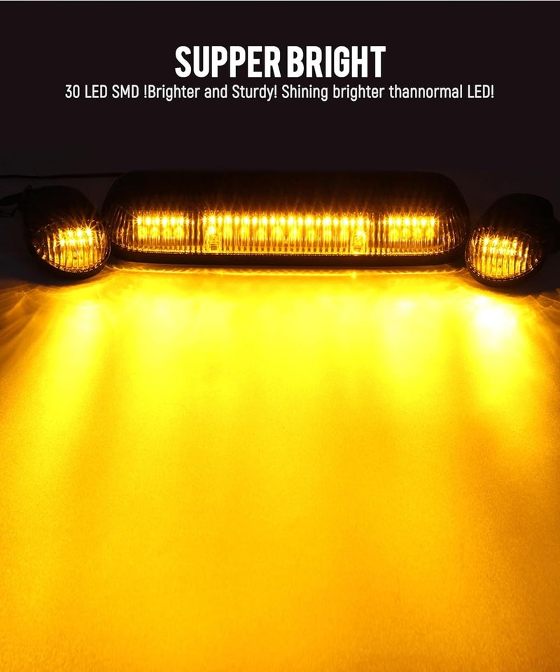 Partsam 3PCS Amber LED Cab Roof Marker Light Top Running Lights w/Wiring Compatible with Silverado/Sierra 1500 1500HD 2500 2500HD 3500 2002 2003 2004 2005 2006 2007 Pickup Trucks - Image 3