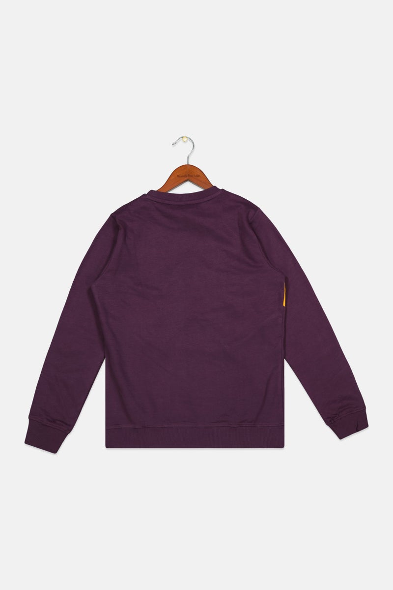 umbro سويت شيرت طويل الأكمام للأطفال الأولاد بشعار العلامة التجارية، مجموعة بنفسجية - Image 2