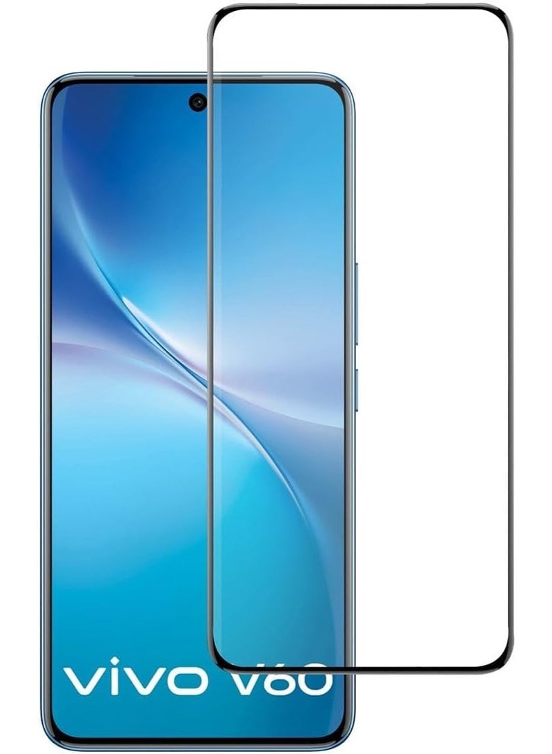 Muzz حماية شاشة مصممة لـ Vivo V60 2025 لاصق كامل خالي من الفقاعات مضاد للخدش ومضاد لبصمات الأصابع صلابة 9H زجاج مقسى بحواف منحنية 3D لـ Vivo V60 5G - Image 1