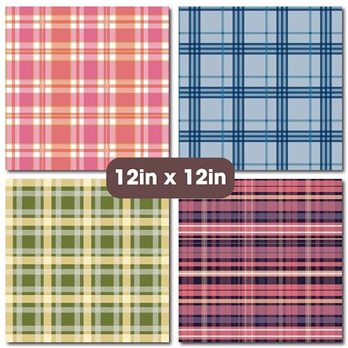 Desecraft Plaid Tartan Flannel 12x12 in Double Sided Paper Pad Pack Scrapbook Cardstock Decorative Paper - 36 Sheets - for Boys Card Making Origami Decorative Scrapbooking Supplies - Image 3