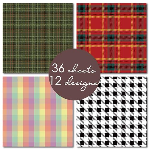 Desecraft Plaid Tartan Flannel 12x12 in Double Sided Paper Pad Pack Scrapbook Cardstock Decorative Paper - 36 Sheets - for Boys Card Making Origami Decorative Scrapbooking Supplies - Image 5