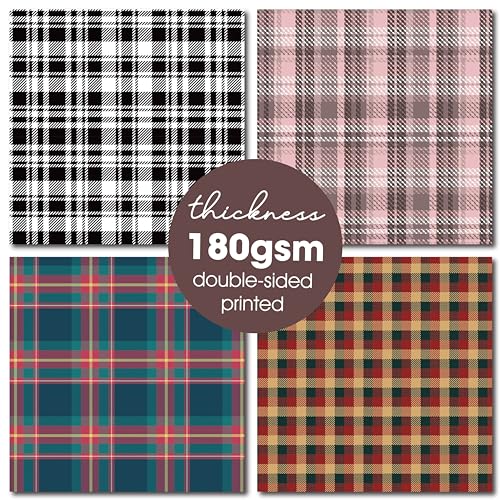 Desecraft Plaid Tartan Flannel 12x12 in Double Sided Paper Pad Pack Scrapbook Cardstock Decorative Paper - 36 Sheets - for Boys Card Making Origami Decorative Scrapbooking Supplies - Image 4