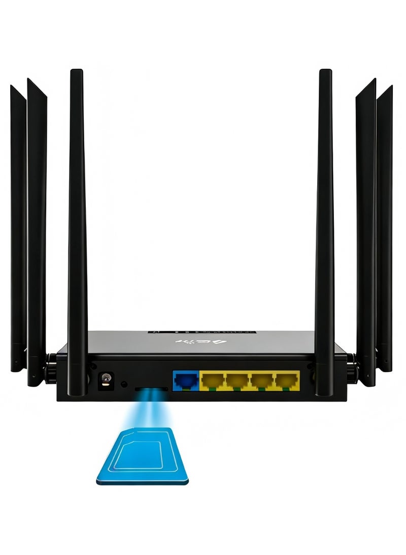 SYXUMLKLS راوتر واي فاي 6 مزدوج النطاق جيجابت مع فتحة بطاقة SIM 4G، ومنفذ WAN/LAN جيجابت، سرعة عالية للبث المباشر، وتغطية نطاق واسع - Image 1
