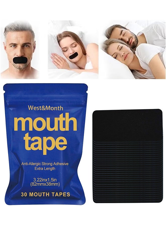WEST MONTH 30PCS Mouth Tape For Sleeping, Reduces Mouth Breathing, Super Anti Snoring Solution For Men And Women, Clear The Way To Breathe Better Air, Reduce Snoring, Relieve Nasal Congestion Caused By Colds and Allergies, Improves Nighttime Sleep - Image 1