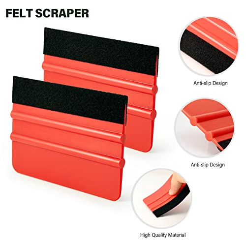 Gomake Vehicle Vinyl Wrap Window Tint Film Tool Kit Include 4 Inch Felt Squeegee, Retractable 9mm Utility Knife and Blades, Zippy Vinyl Cutter and Mini Go Corner Squeegee for Car Wrapping - Image 2