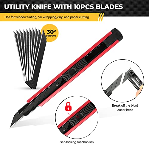 Gomake Vehicle Vinyl Wrap Window Tint Film Tool Kit Include 4 Inch Felt Squeegee, Retractable 9mm Utility Knife and Blades, Zippy Vinyl Cutter and Mini Go Corner Squeegee for Car Wrapping - Image 4