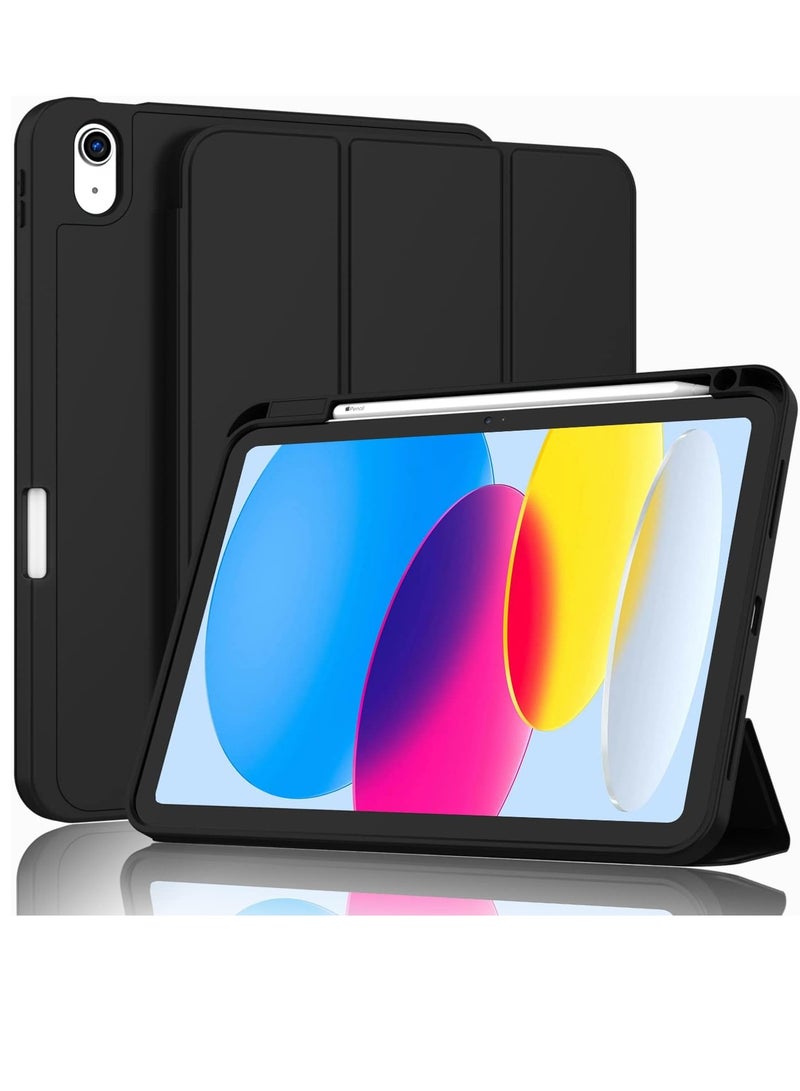 ELTRAZONE iPad 10th Generation Case (10.9 Inch, 2022) – Smart Case with Pencil Holder, Soft TPU Back, Auto Wake/Sleep Support – New Black - Image 1