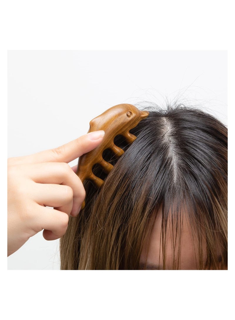 KASTWAVE Green Sandalwood Multifunctional Massage Comb, Head Scalp Massage No Static, Wooden Massage Comb, Gua Sha Scraping Scalp and Hair Massage, Scalp Stimulator, Facial Body Massager - Image 5