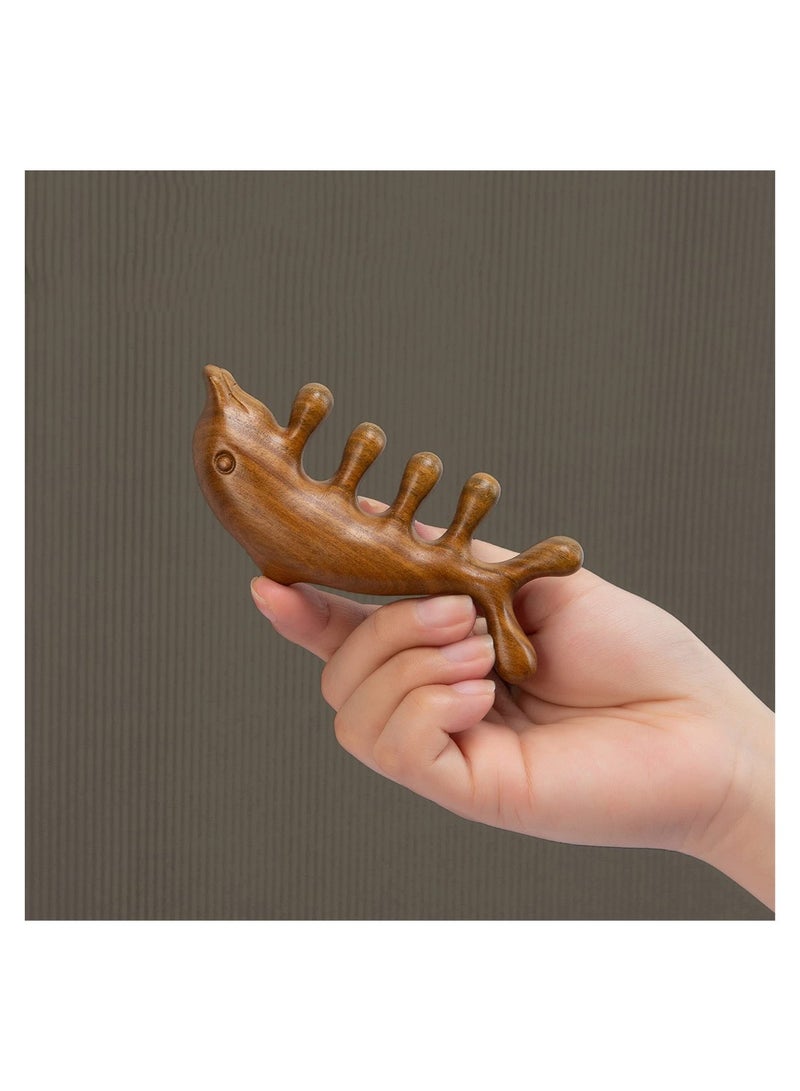 KASTWAVE Green Sandalwood Multifunctional Massage Comb, Head Scalp Massage No Static, Wooden Massage Comb, Gua Sha Scraping Scalp and Hair Massage, Scalp Stimulator, Facial Body Massager - Image 3