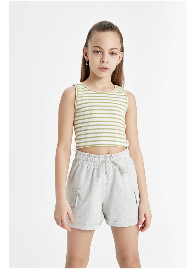 DeFacto - Girl Cropped Fit Crew Neck Sleeveless Knitted Top - Image 1