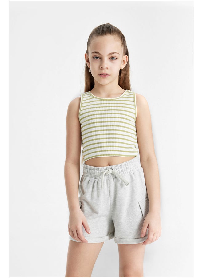 DeFacto - Girl Cropped Fit Crew Neck Sleeveless Knitted Top - Image 1
