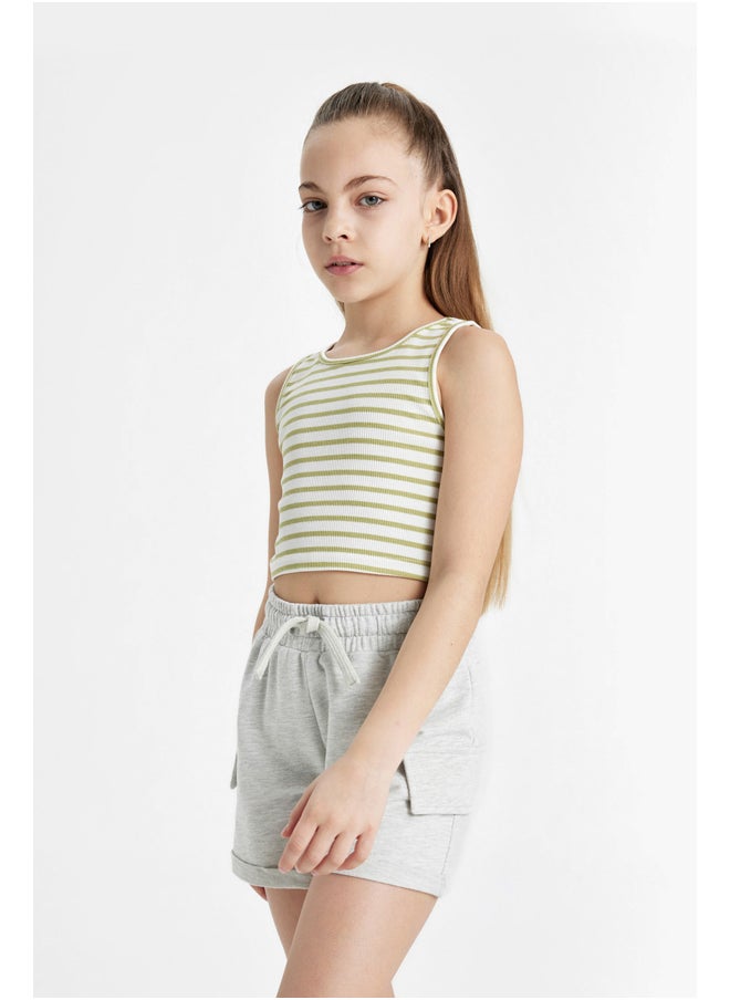 DeFacto - Girl Cropped Fit Crew Neck Sleeveless Knitted Top - Image 1