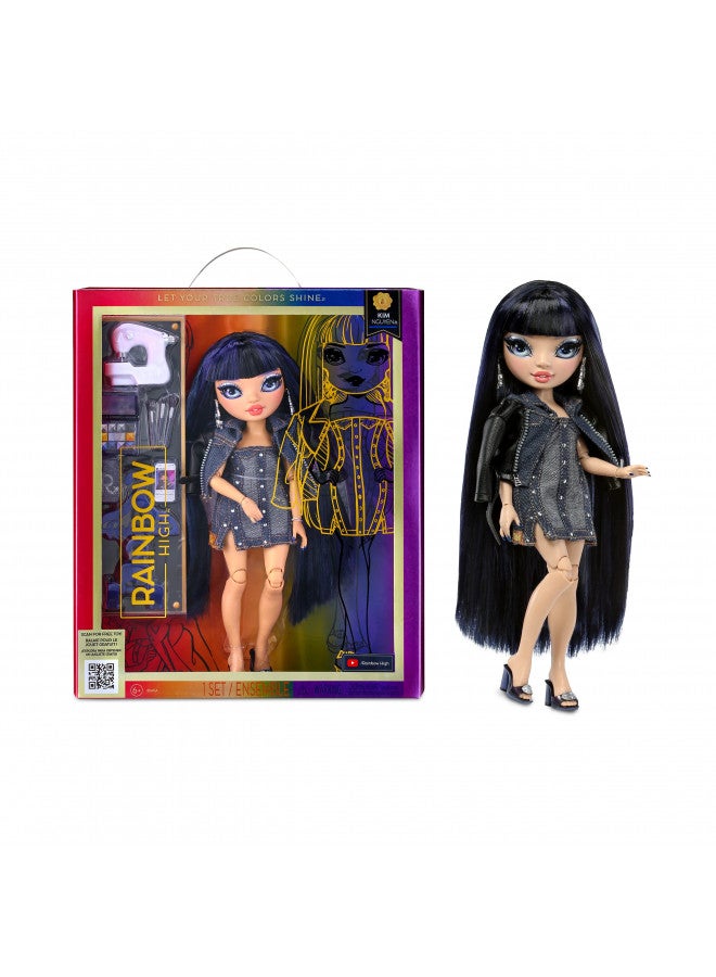 Rainbow High Kim- Denim Blue Fashion Doll. Fashionable Outfit & 10+ Colorful Play Accessories. Great Gift for Kids 4-12 Years Old and Collectors. - Image 1