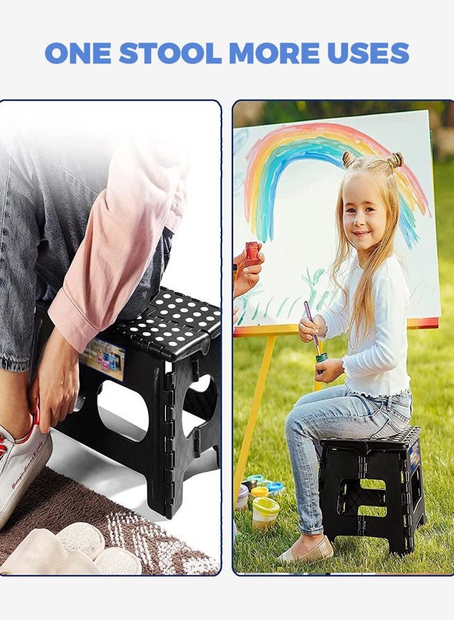 Acko Folding Step Stool Lightweight Plastic Step Stool - 11" Height - 2 Pack - Foldable Step Stool for Kids and Adults,Non Slip Folding Stools for Kitchen Bathroom Bedroom (Black, 2 Pack) - Image 3