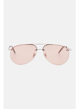 Saint Laurent Women SL416 Aviator Sunglasses, Silver and Brown  - Image 1