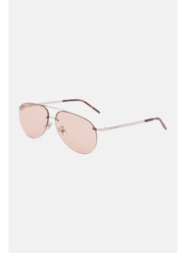 Saint Laurent Women SL416 Aviator Sunglasses, Silver and Brown  - Image 4