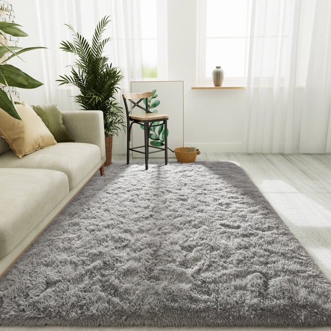 ULTRA SOFT INDOOR MODERN AREA RUGS FLUFFY LIVING ROOM CARPETS FOR CHILDREN BEDROOM HOME DECOR NURSERY RUG 4X6 FEET GRAY