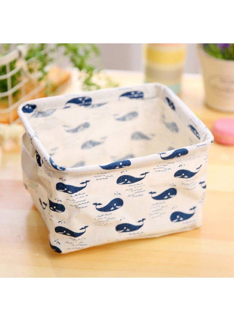KolorFish KolorFish Cute Fabric Storage Basket Bins, Home Decor Canvas Organizers Bag, Storage Bins Basket for Adult Makeup, Baby Toys Liners, Books (Pack of 4, Whale)  - Image 3