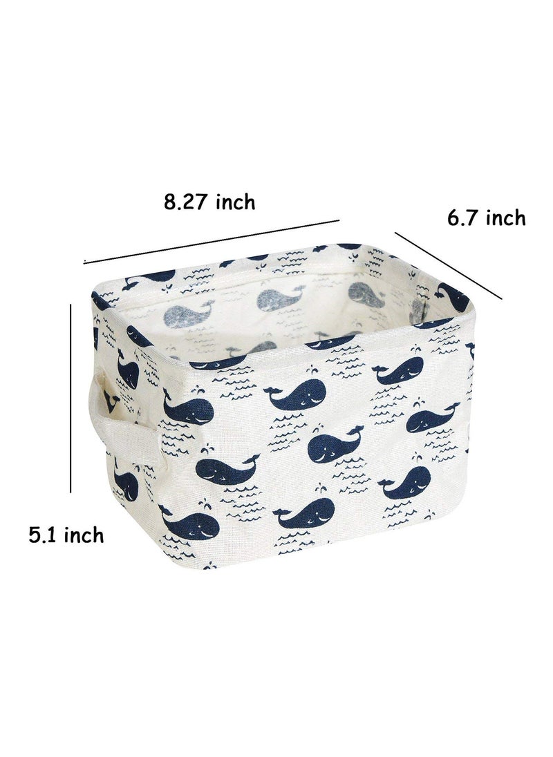 KolorFish KolorFish Cute Fabric Storage Basket Bins, Home Decor Canvas Organizers Bag, Storage Bins Basket for Adult Makeup, Baby Toys Liners, Books (Pack of 4, Whale)  - Image 2