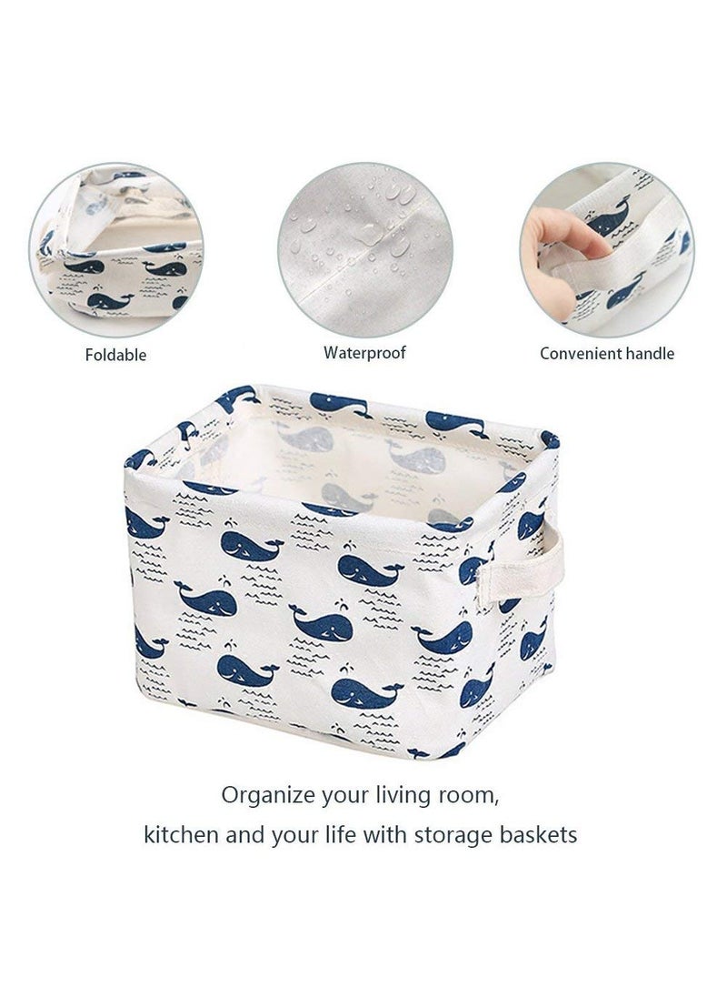 KolorFish KolorFish Cute Fabric Storage Basket Bins, Home Decor Canvas Organizers Bag, Storage Bins Basket for Adult Makeup, Baby Toys Liners, Books (Pack of 4, Whale)  - Image 5