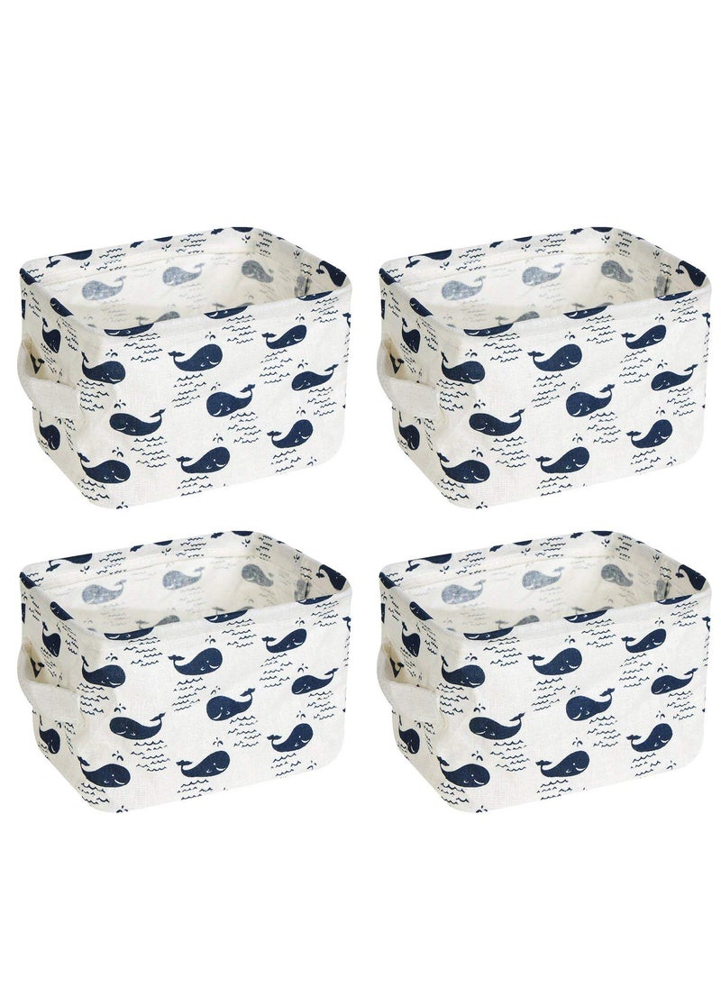 KolorFish KolorFish Cute Fabric Storage Basket Bins, Home Decor Canvas Organizers Bag, Storage Bins Basket for Adult Makeup, Baby Toys Liners, Books (Pack of 4, Whale)  - Image 1