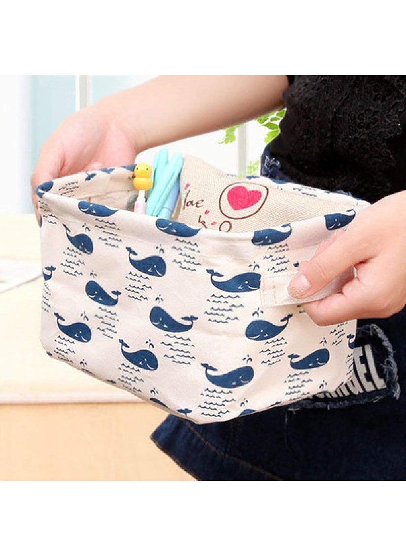 KolorFish KolorFish Cute Fabric Storage Basket Bins, Home Decor Canvas Organizers Bag, Storage Bins Basket for Adult Makeup, Baby Toys Liners, Books (Pack of 4, Whale)  - Image 4